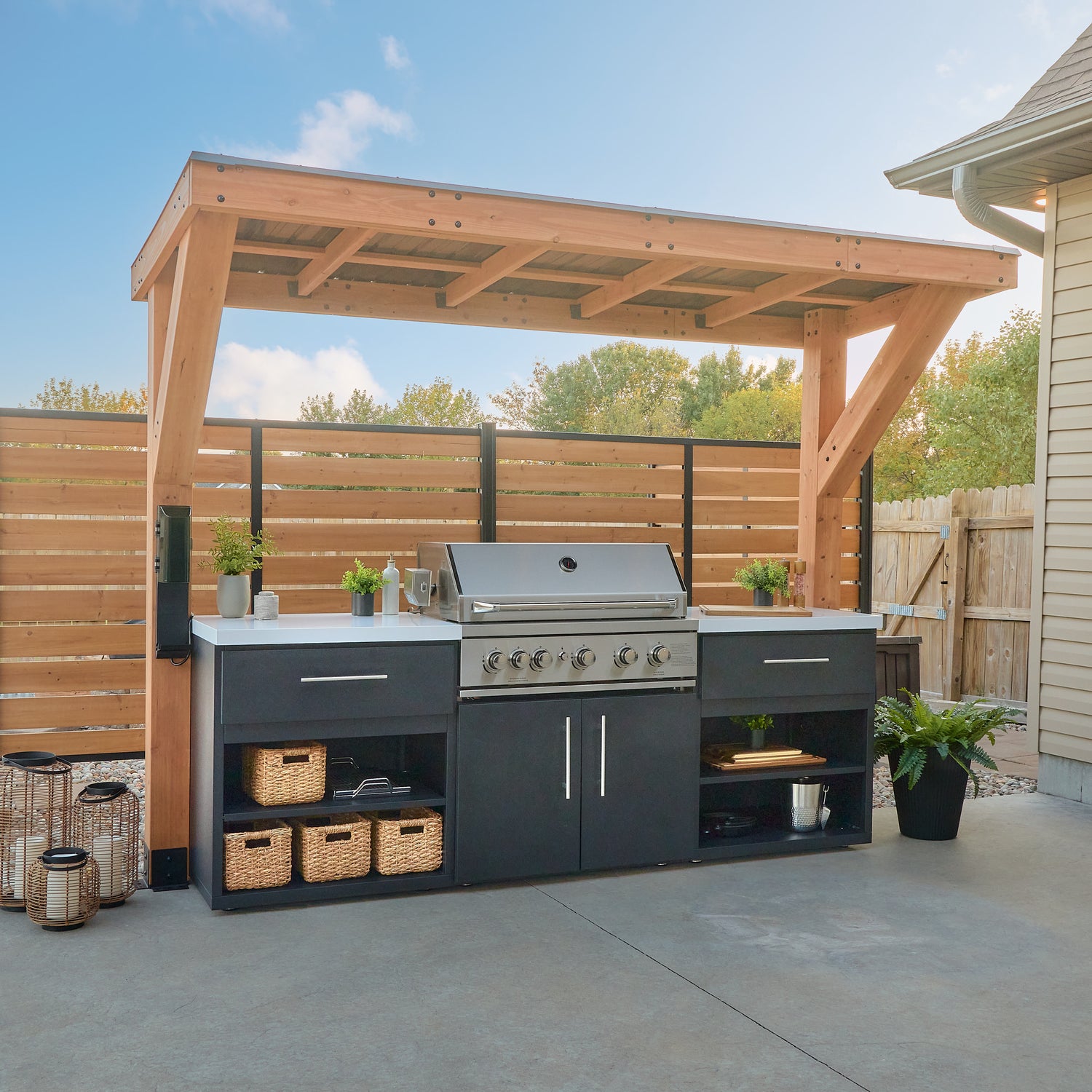 Timber Rock Outdoor Grill Cook Station — Backyard Discovery cedar outdoor kitchens