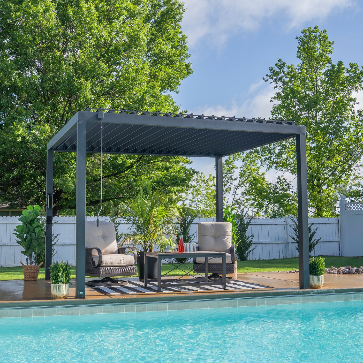12x10 Sarasota Steel Louvered Pergola — Backyard Discovery cedar pergolas