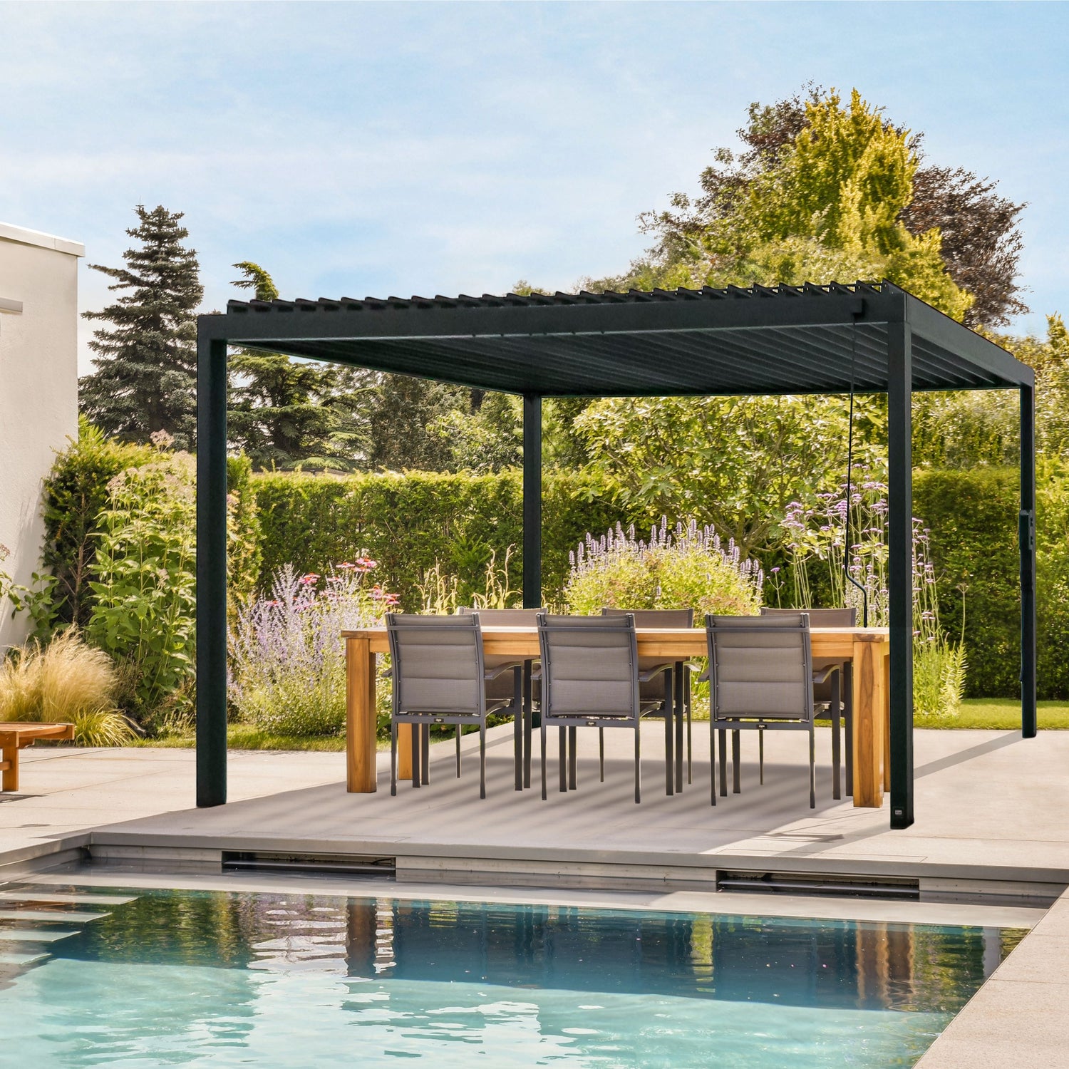 16x10 Sarasota Steel Louvered Pergola — Backyard Discovery cedar pergolas