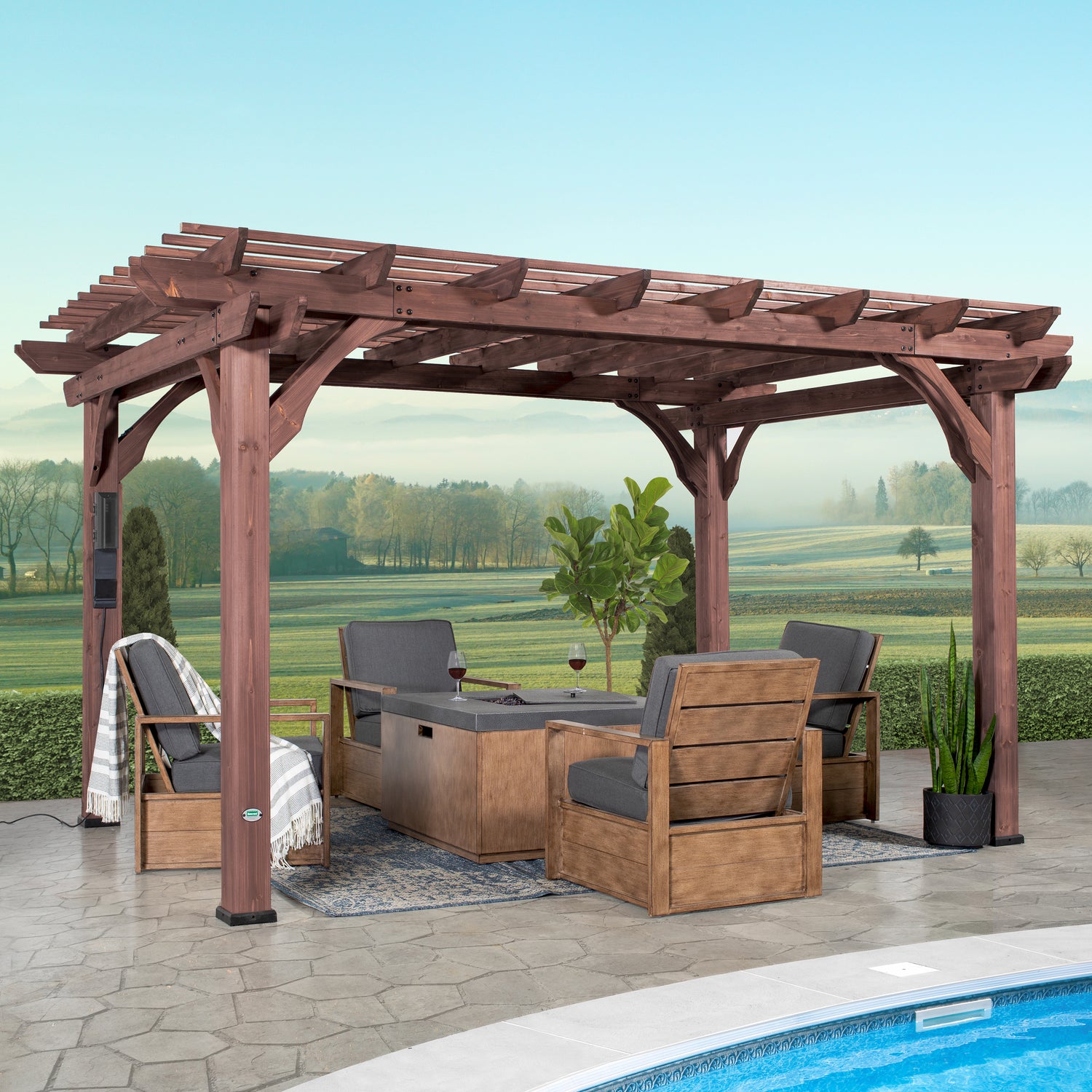 14x10 Somerville Pergola – Walnut Stain — Backyard Discovery cedar pergolas