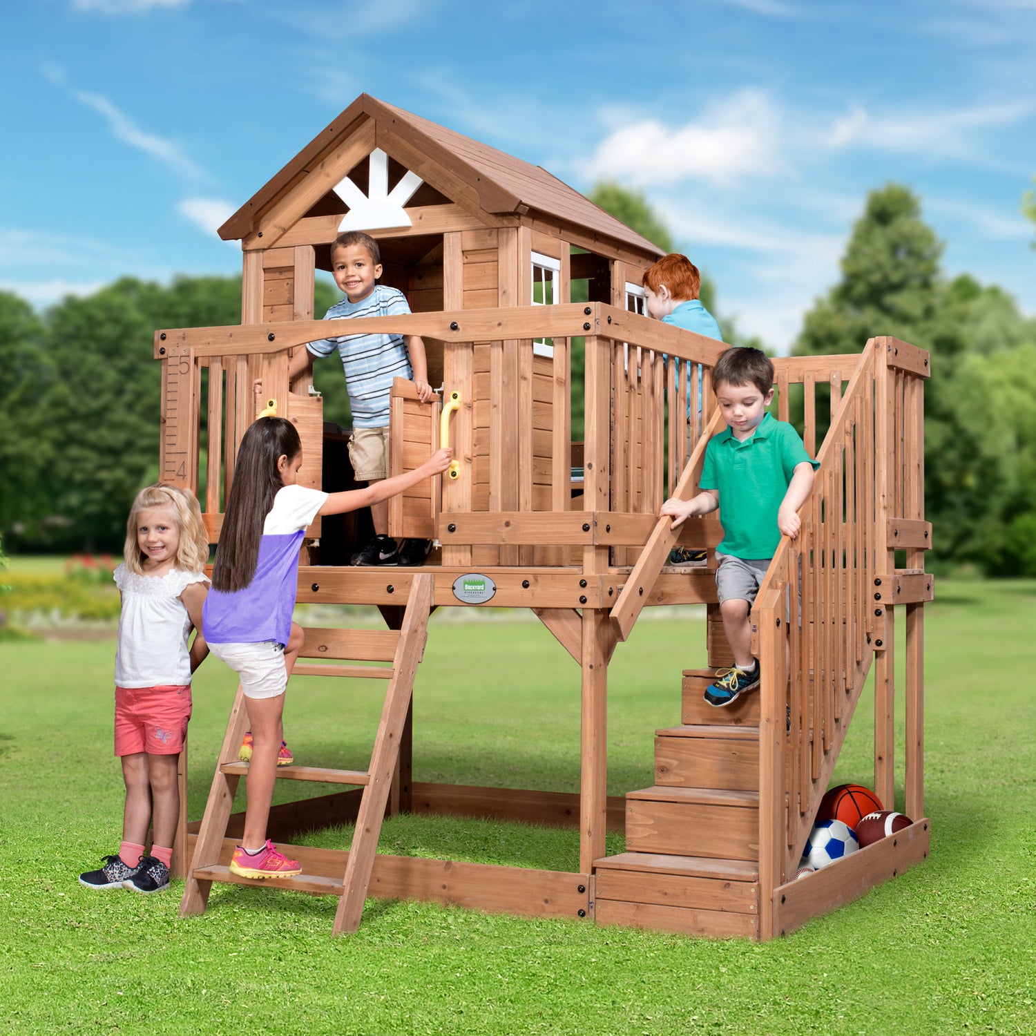 Scenic Heights Wooden Playhouse — Backyard Discovery cedar playhouses