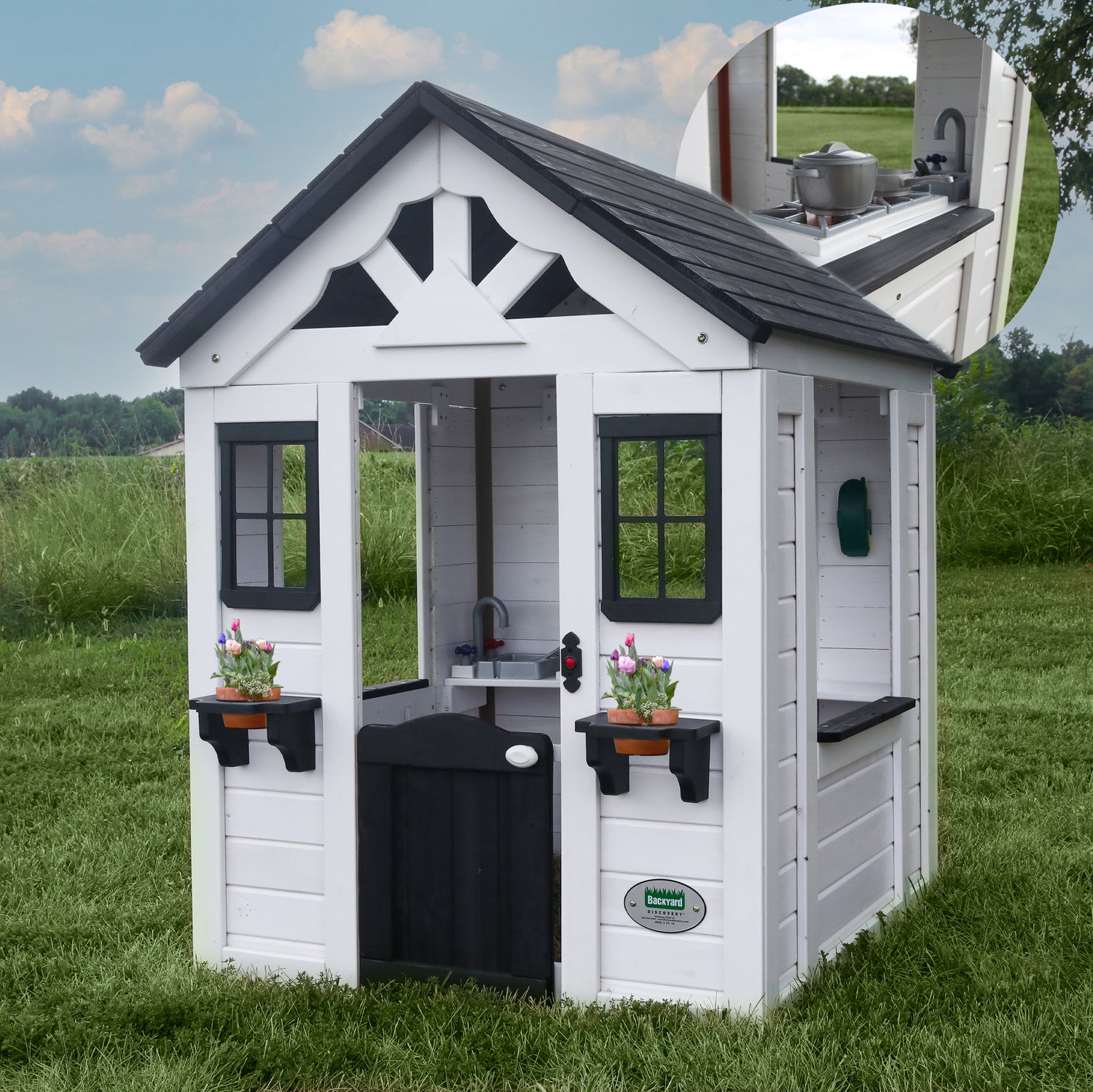 Sweetwater Playhouse – White — Backyard Discovery cedar playhouses