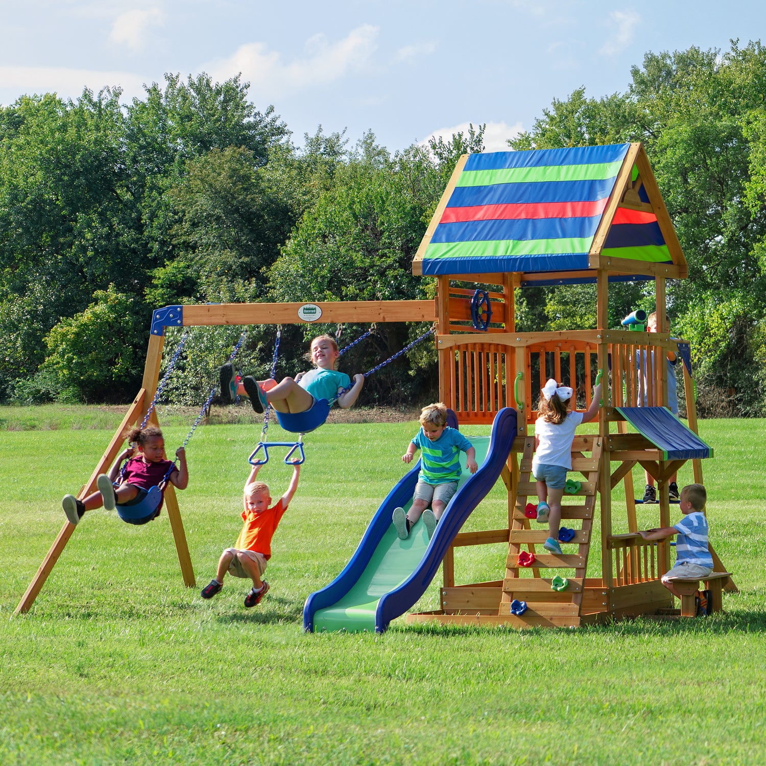 Beach Front Swing Set — Backyard Discovery cedar playsets
