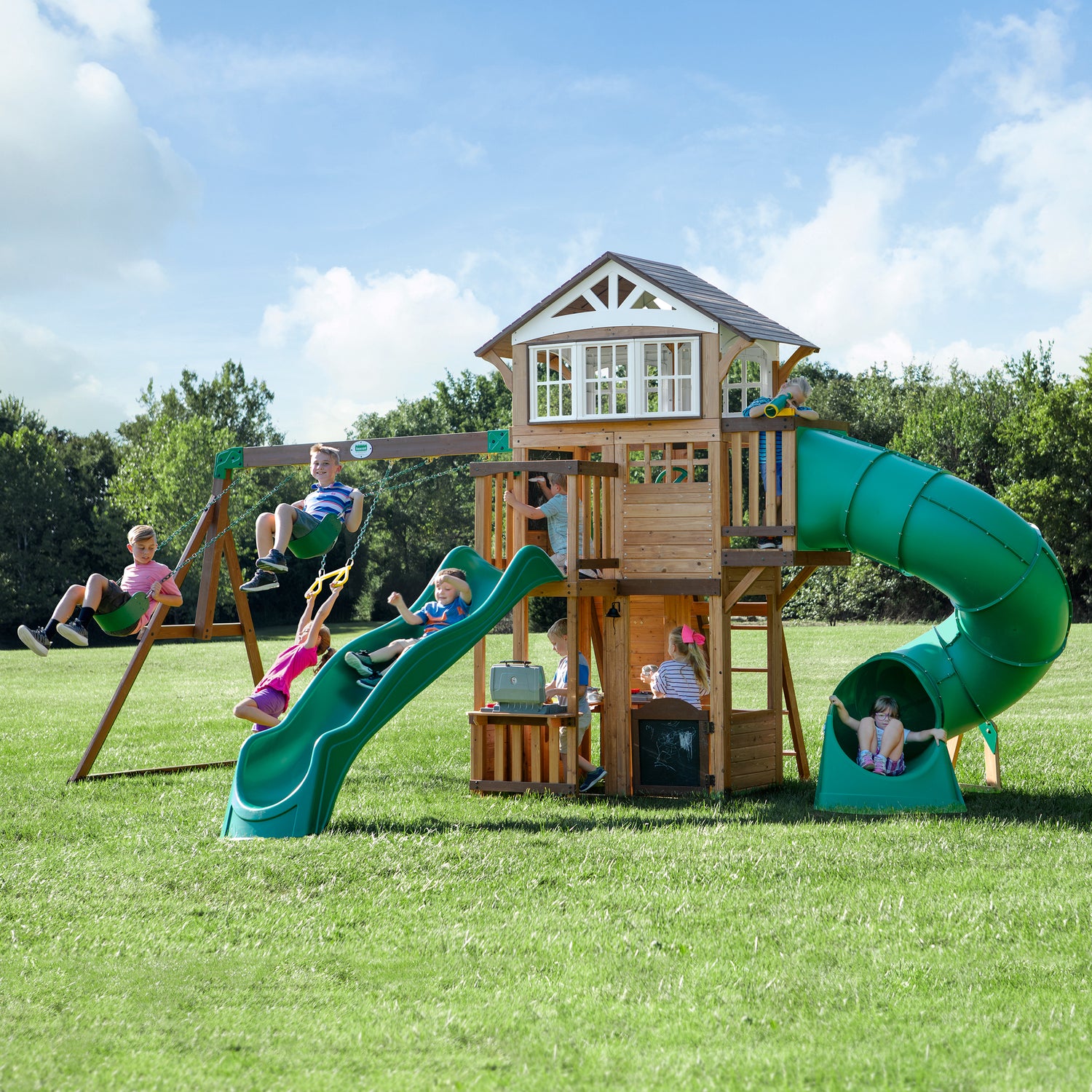 Bristol Point Swing Set — Backyard Discovery cedar playsets