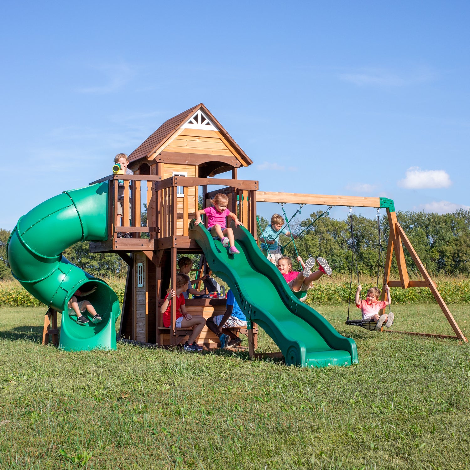Cedar Cove Swing Set — Backyard Discovery cedar playsets