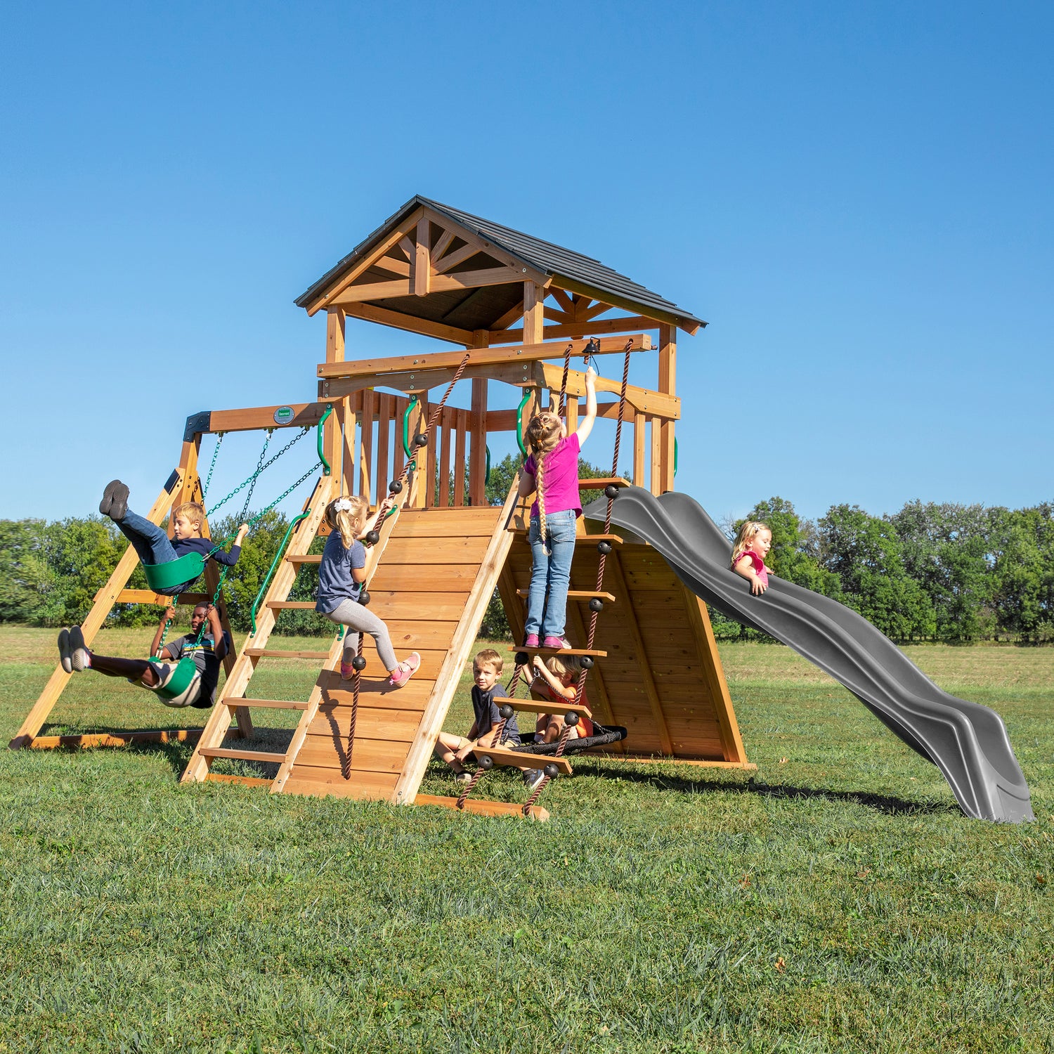 Endeavor Swing Set — Backyard Discovery cedar playsets