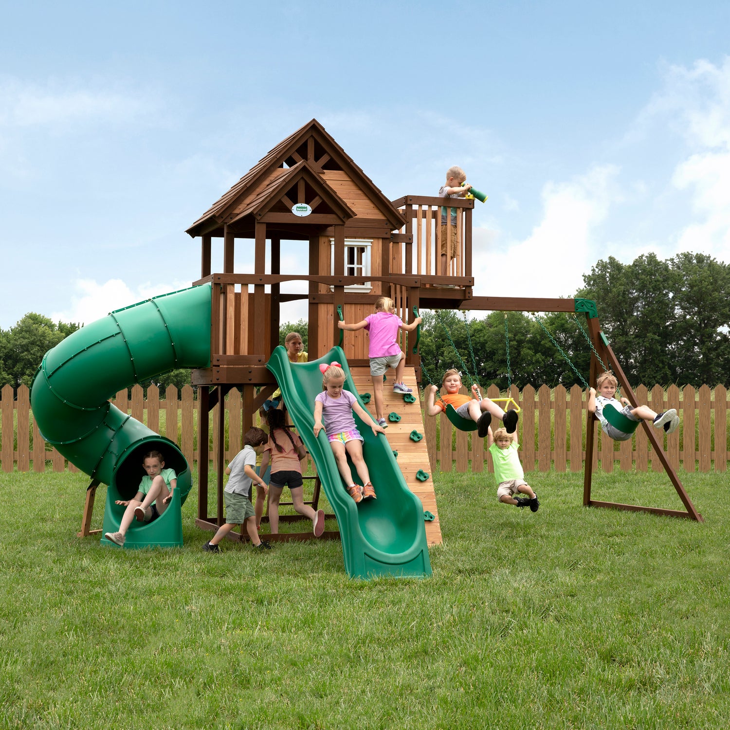 Skyfort III Swing Set — Backyard Discovery cedar playsets