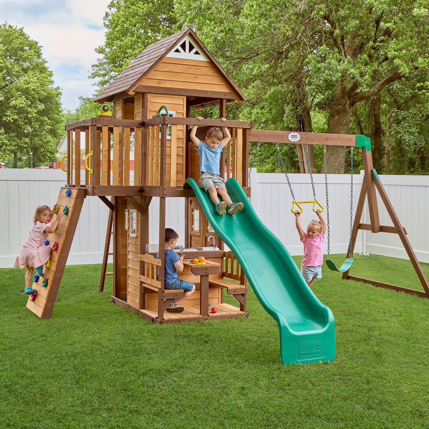 Spruce Hollow Swing Set — Backyard Discovery cedar playsets
